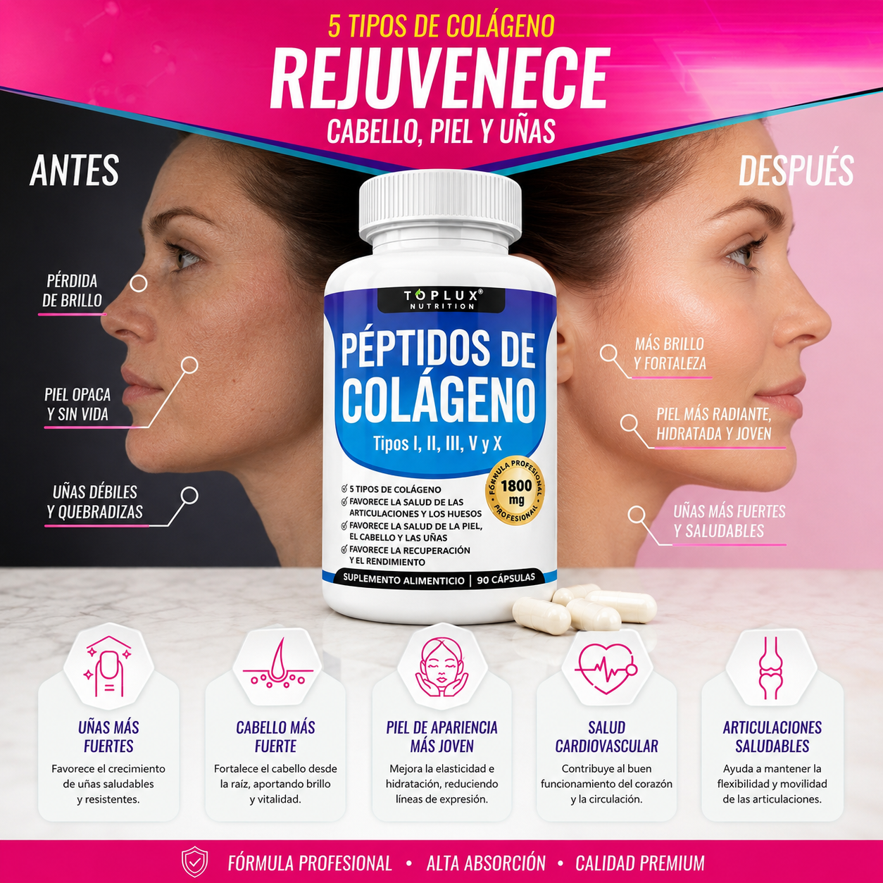 Collavive™| Favorece la salud de la piel, el cabello, las uñas y las articulaciones.